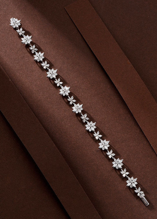 Four-Leaf Clover Snowflake Bracelet - Premium Jewelry Collection - White Diamond Bracelet