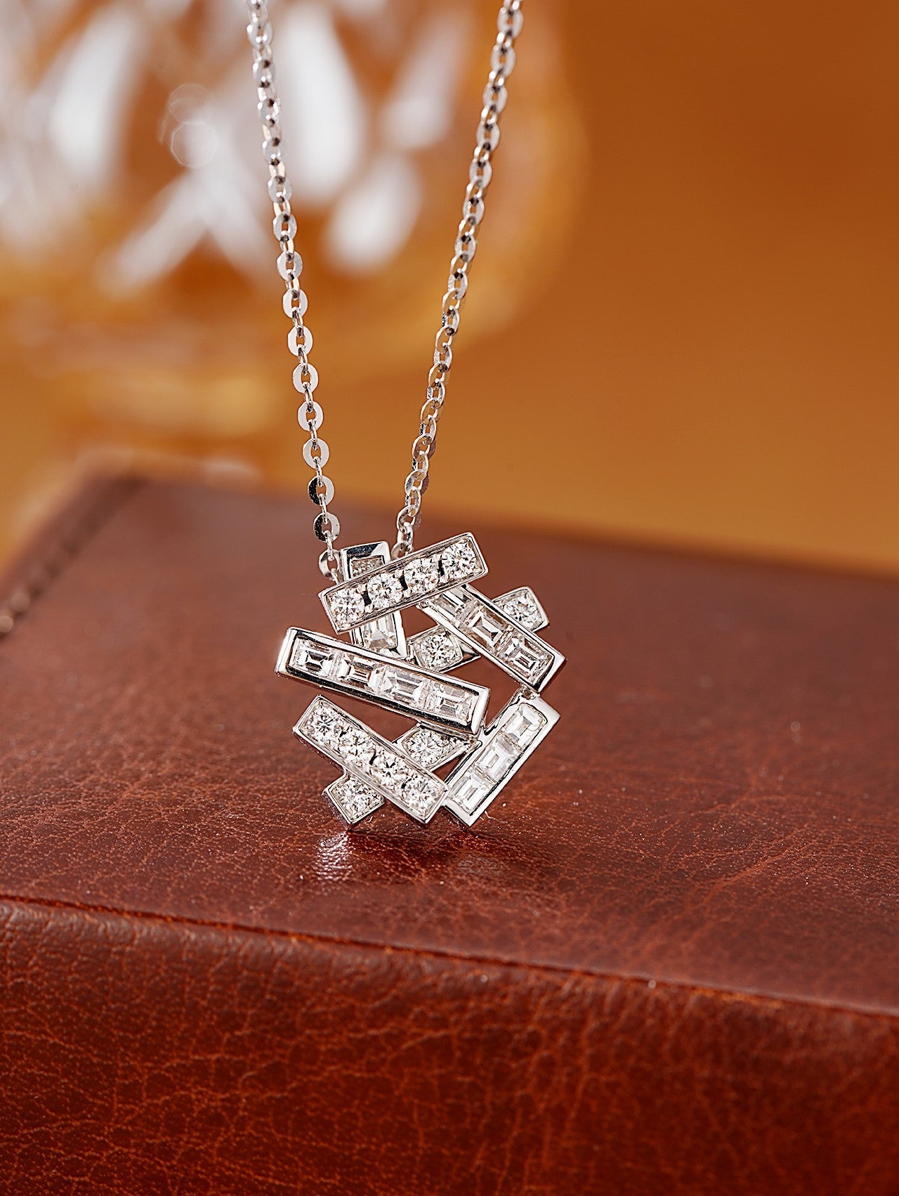 Geometric Diamond Mesh Splendid Pendant - Premium Jewelry - White Diamond Pendant