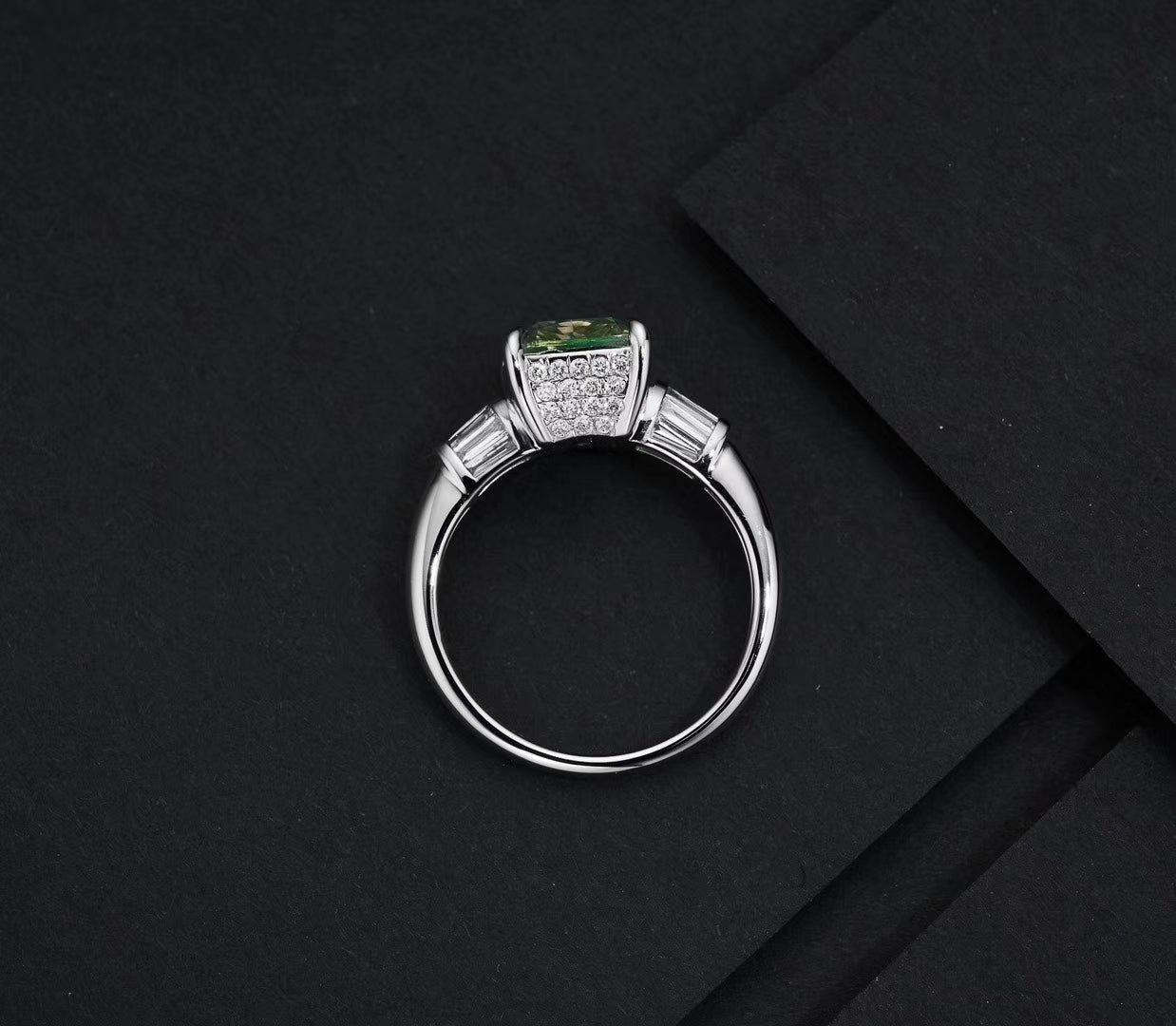 GIA Certified Green Diamond Cushion Cut Ring - Exquisite Jewelry Piece - Green Diamond Ring