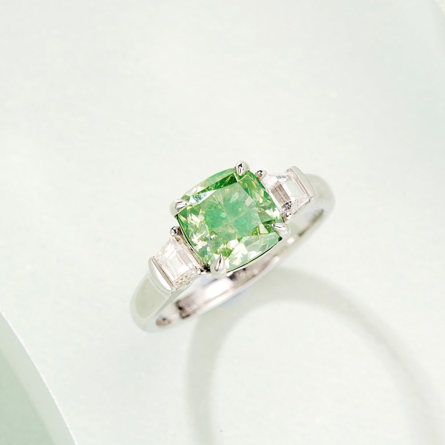 GIA Certified Square-Cut Emerald Diamond Ring - Exclusive Jewelry - Green Diamond Ring