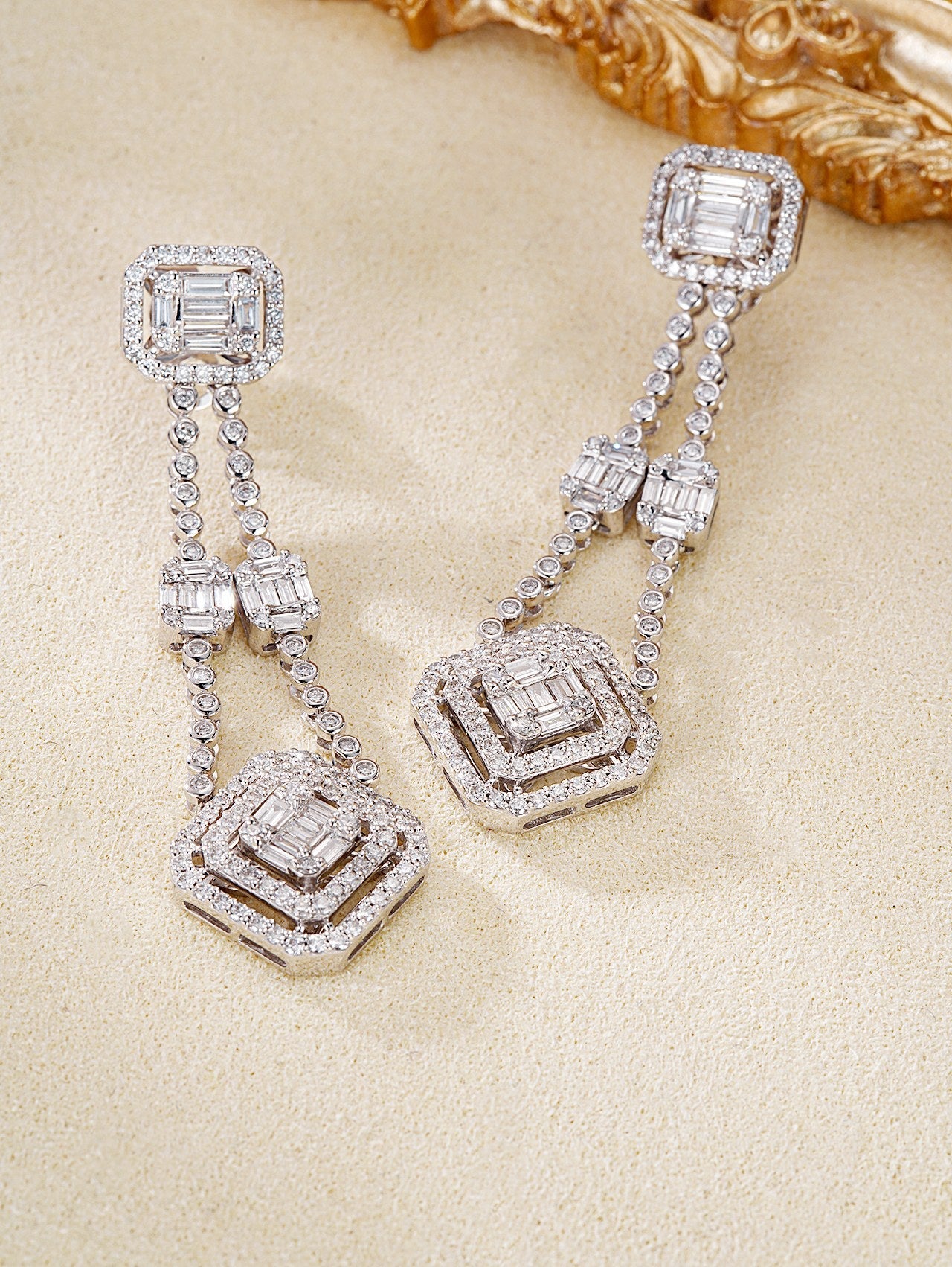 Glamorous Bubble Round Square Sugar Drop Earrings - Fine Jewelry - Jeweler.Jewelry