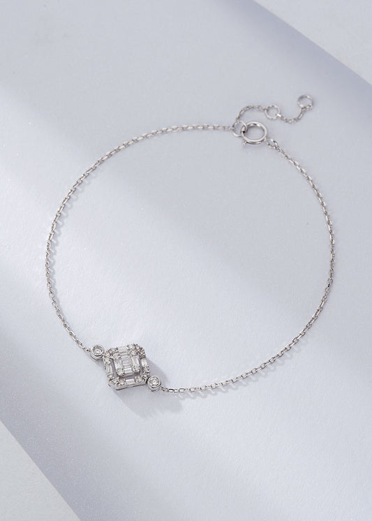 Glamorous Double Circle Tiny Ice Rock Candy Bracelet - Fine Jewelry - White Diamond Bracelet