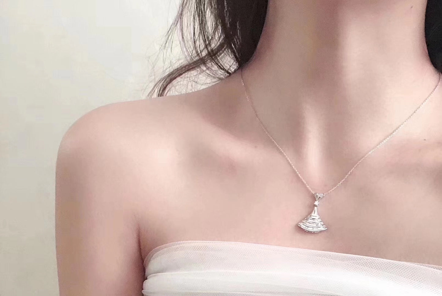 Glamorous Large Pendant Dress Jewelry with Diamond Accent - White Diamond Pendant