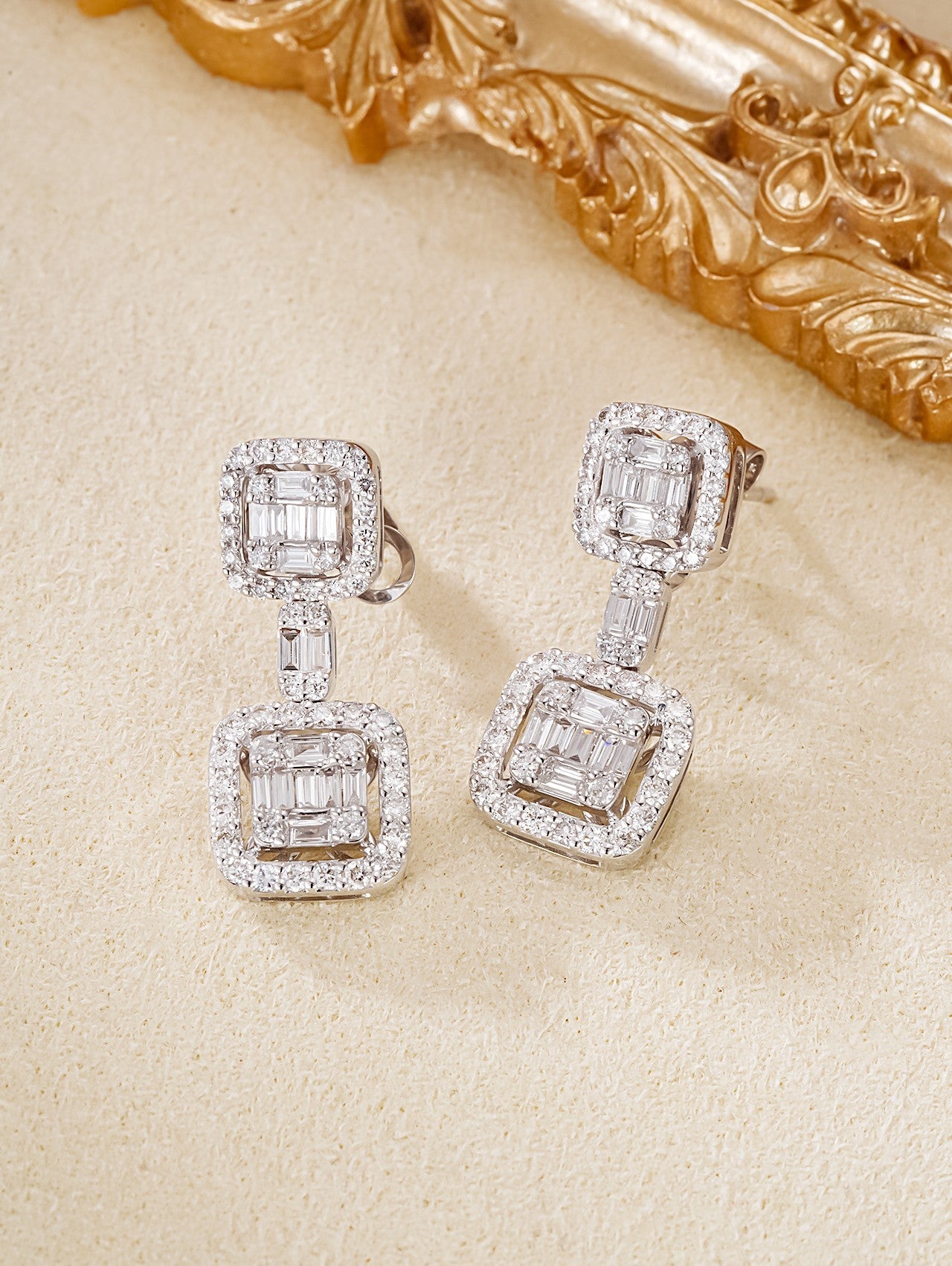 Glamorous Round Square Cut Diamond Earrings - Jewelry Gem - Jeweler.Jewelry