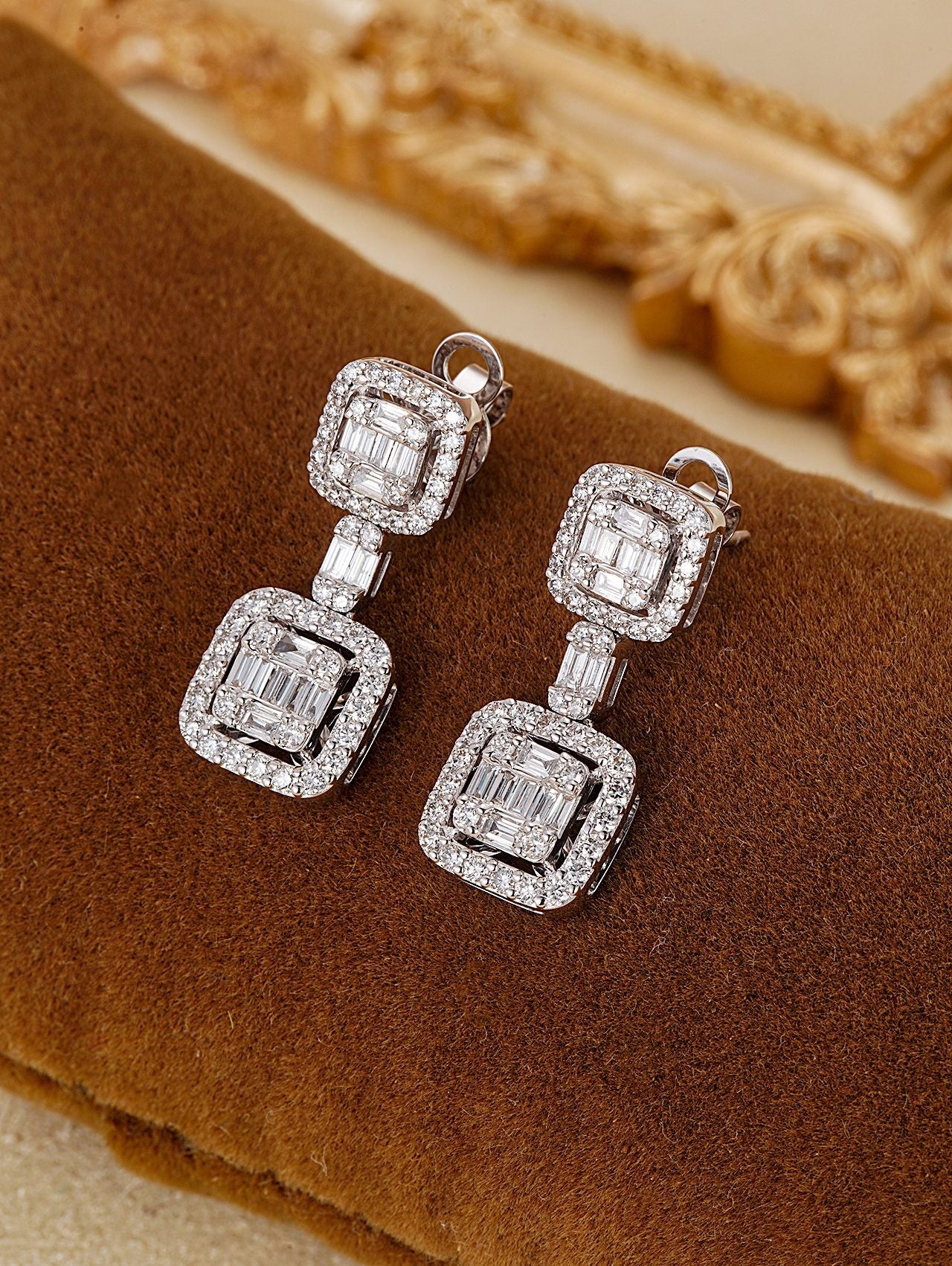 Glamorous Round Square Cut Diamond Earrings - Jewelry Gem - Jeweler.Jewelry