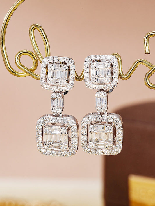 Glamorous Round Square Cut Diamond Earrings - Jewelry Gem - Jeweler.Jewelry