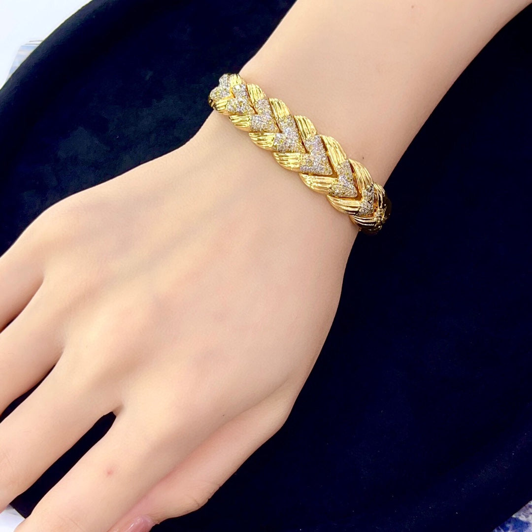 Glamorous Yellow Diamond Colorful Braid Bracelet - Premium Jewelry - Colored Diamond Bracelet