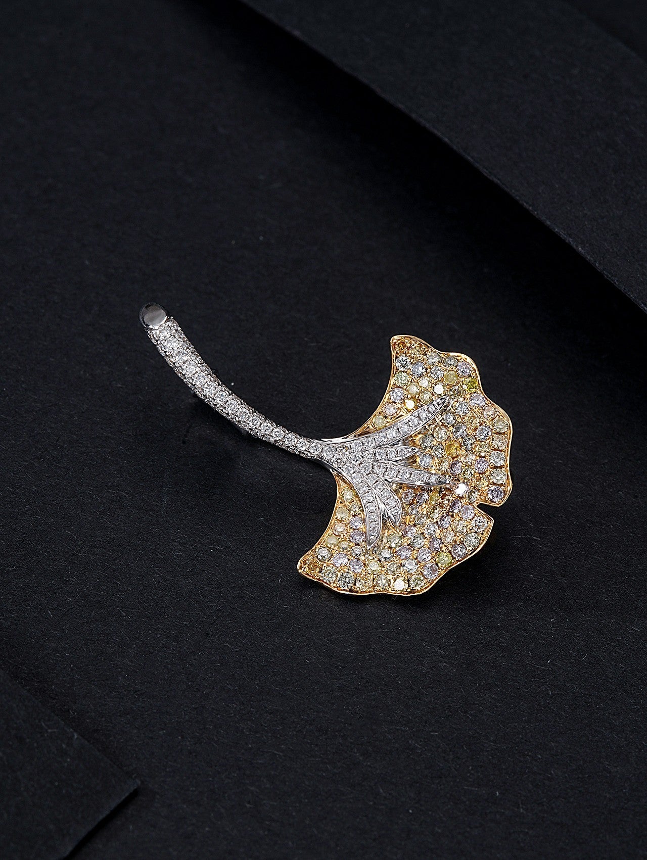 Golden Ginkgo Leaf Brooch Jewelry - A Sparkling Choice - Brooch