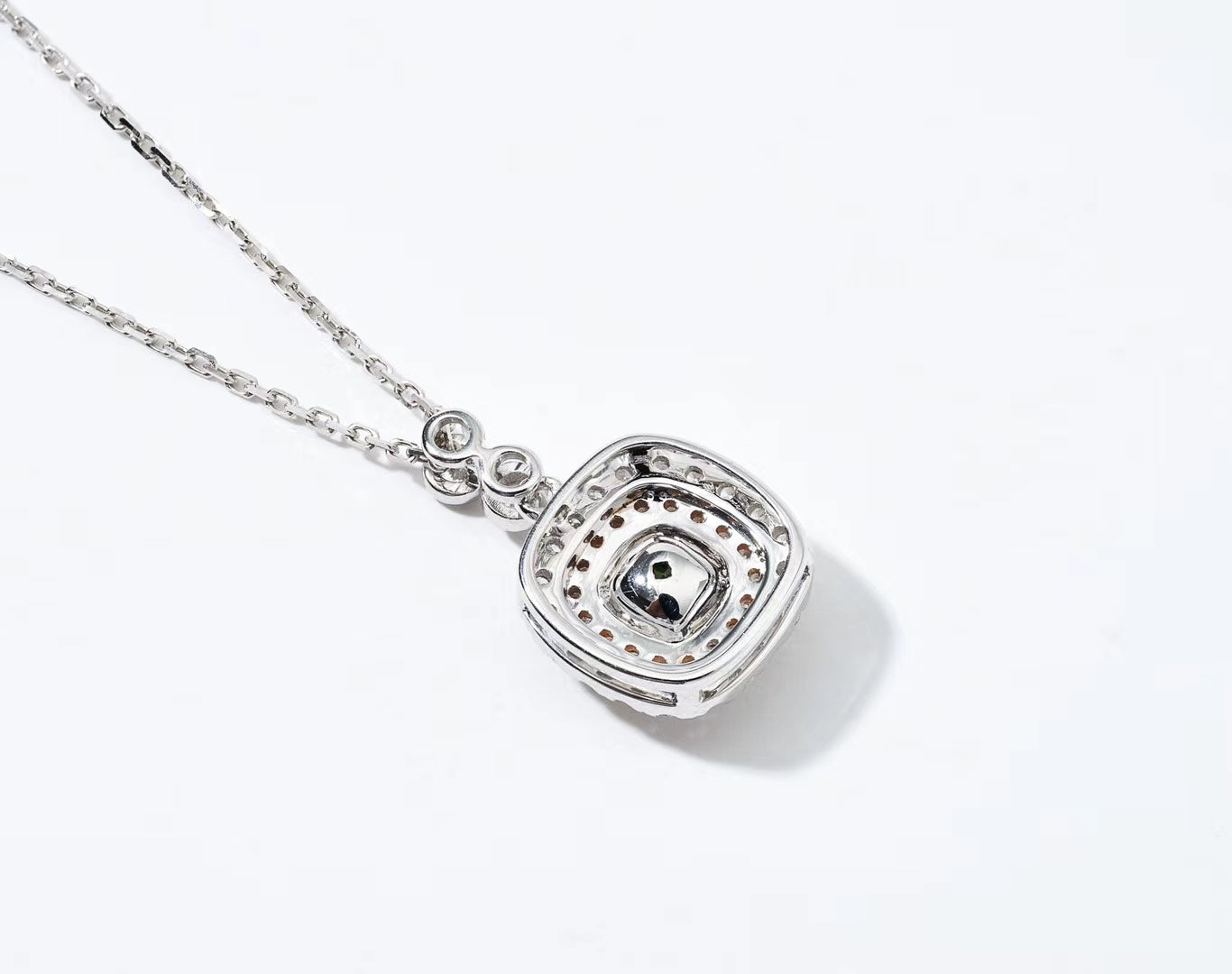 Green Diamond Pendant with Surrounding Diamonds - Premium Jewelry - Green Diamond Pendant