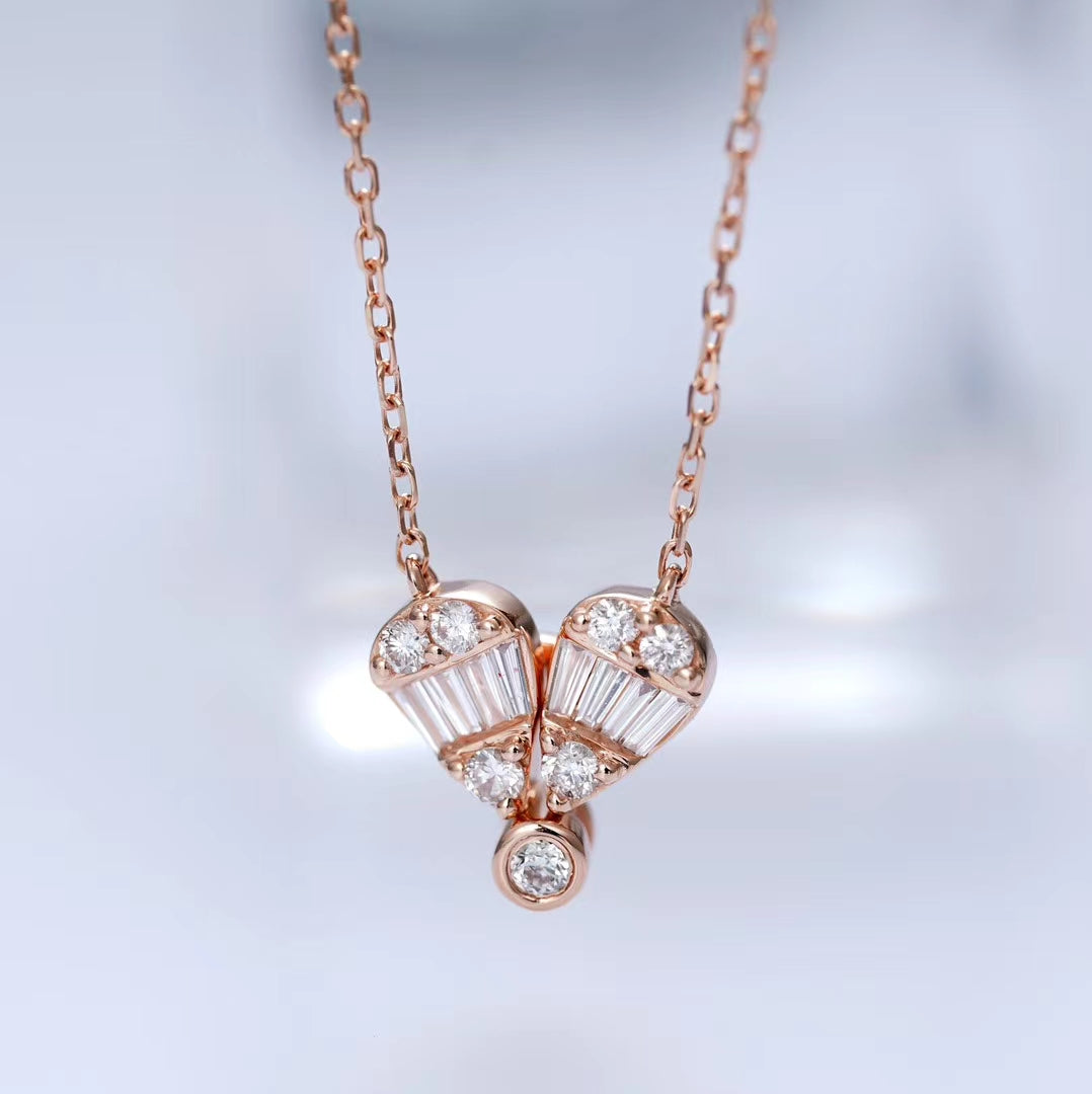 Heart Pendant Necklace (Two-Way Wear) - Elegant Jewelry Choice - White Diamond Pendant