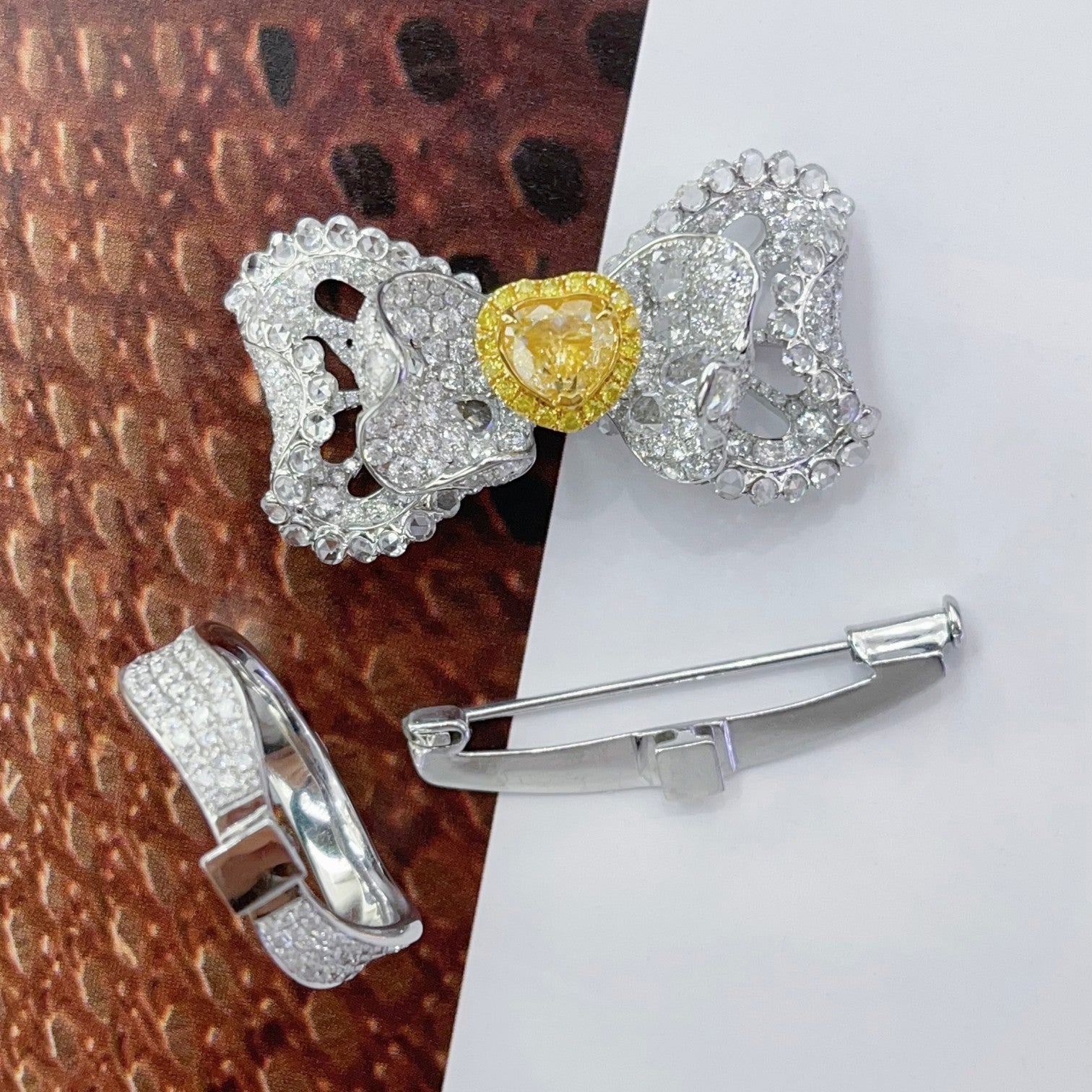 Heart-Shaped Diamond Bowtie Ring - Exquisite Jewelry Piece - Yellow Diamond Ring