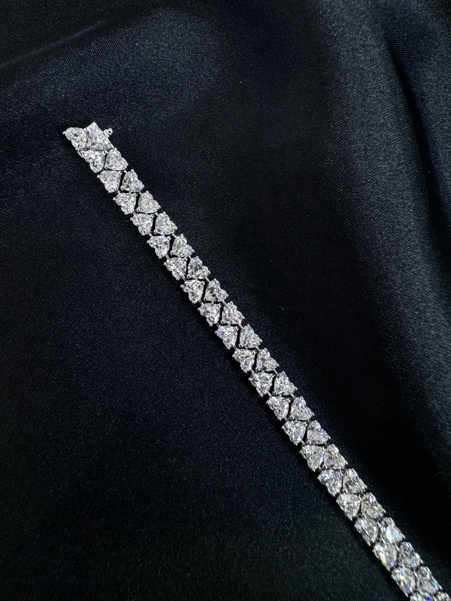 Heart-shaped Diamond Bracelet in 17# Size - Premium Jewelry Collection - White Diamond Bracelet