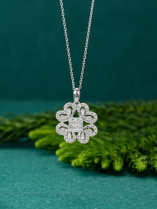 Heart-Shaped Diamond Pendant with Surrounding Ice Stones - Unique Jewelry Piece - White Diamond Pendant