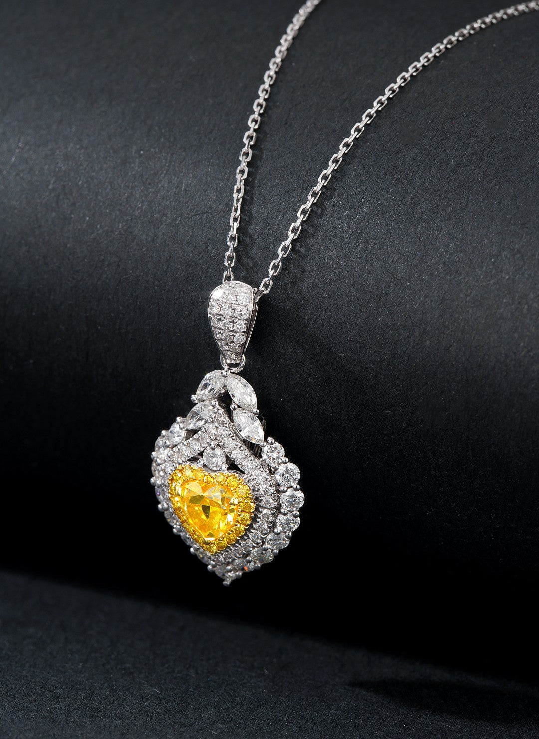 Heart-Shaped Marquise Diamond Pendant Jewelry - Yellow Diamond Pendant