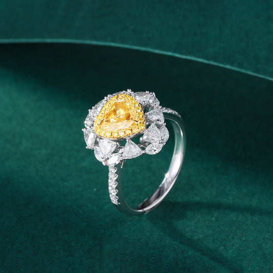 Heart-Shaped Marquise Diamond Ring - Premium Jewelry - Yellow Diamond Ring