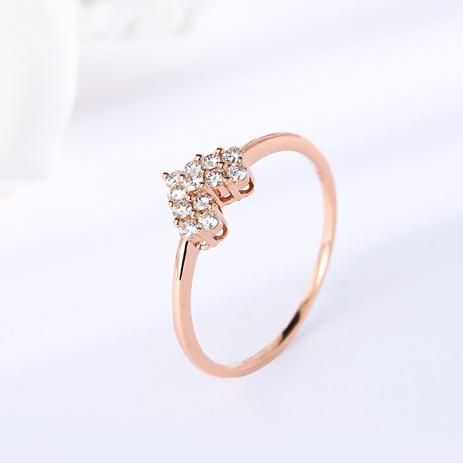 Heart-Shaped Pavé Diamond Ring - Luxurious Jewelry Collection - White Diamond Ring