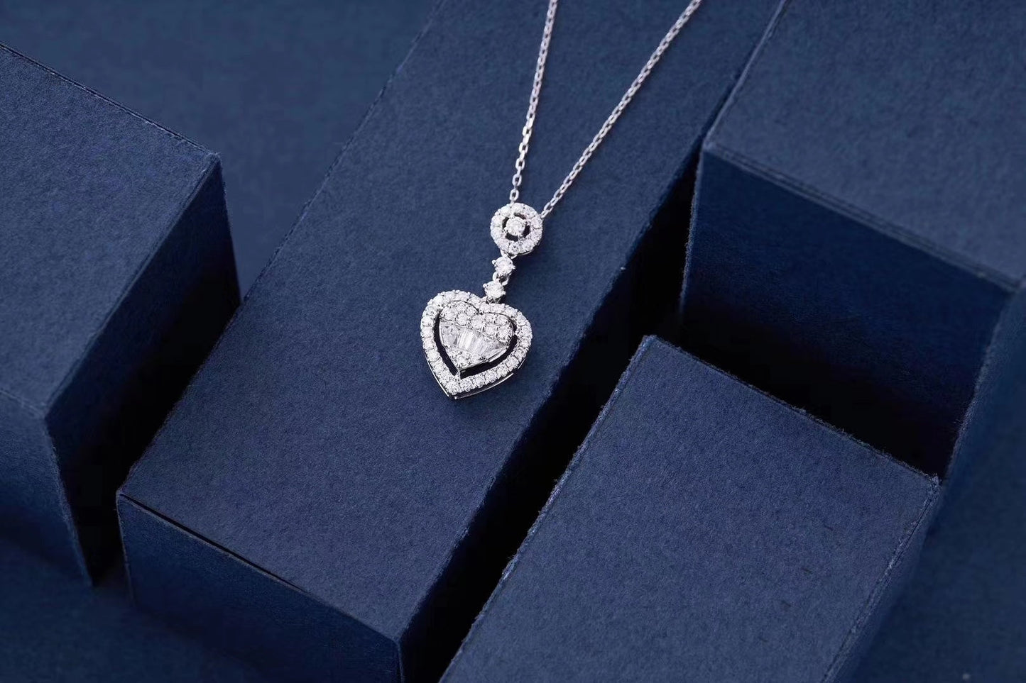 Heart-Shaped Pendant Jewelry with Diamond Accent - White Diamond Pendant