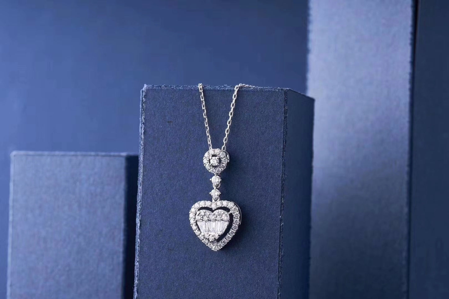 Heart-Shaped Pendant Jewelry with Diamond Accent - White Diamond Pendant