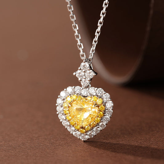 Heart-shaped Pendant with Clara Yellow Diamond - Luxurious Jewelry Piece - Yellow Diamond Pendant