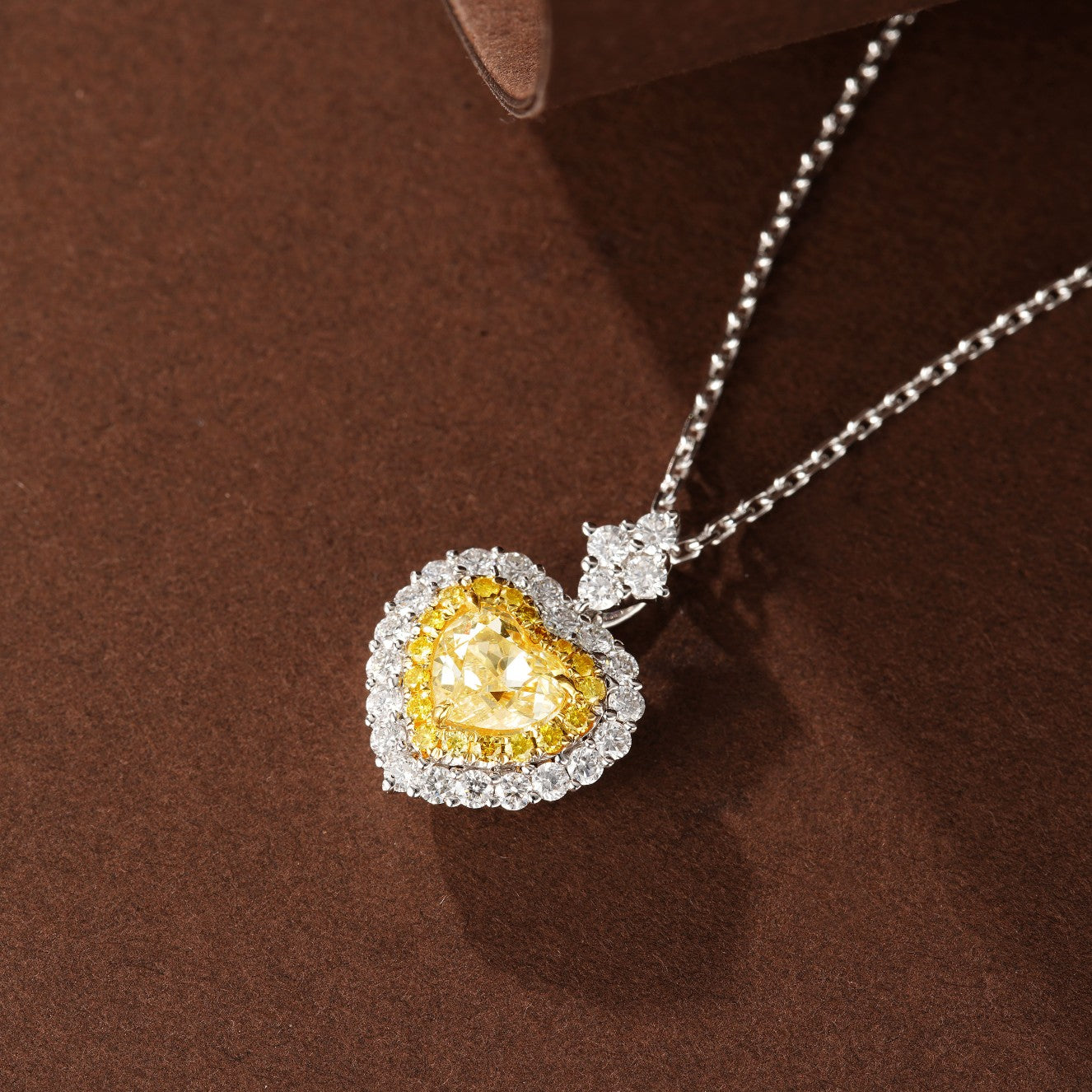 Heart-shaped Pendant with Clara Yellow Diamond - Luxurious Jewelry Piece - Yellow Diamond Pendant