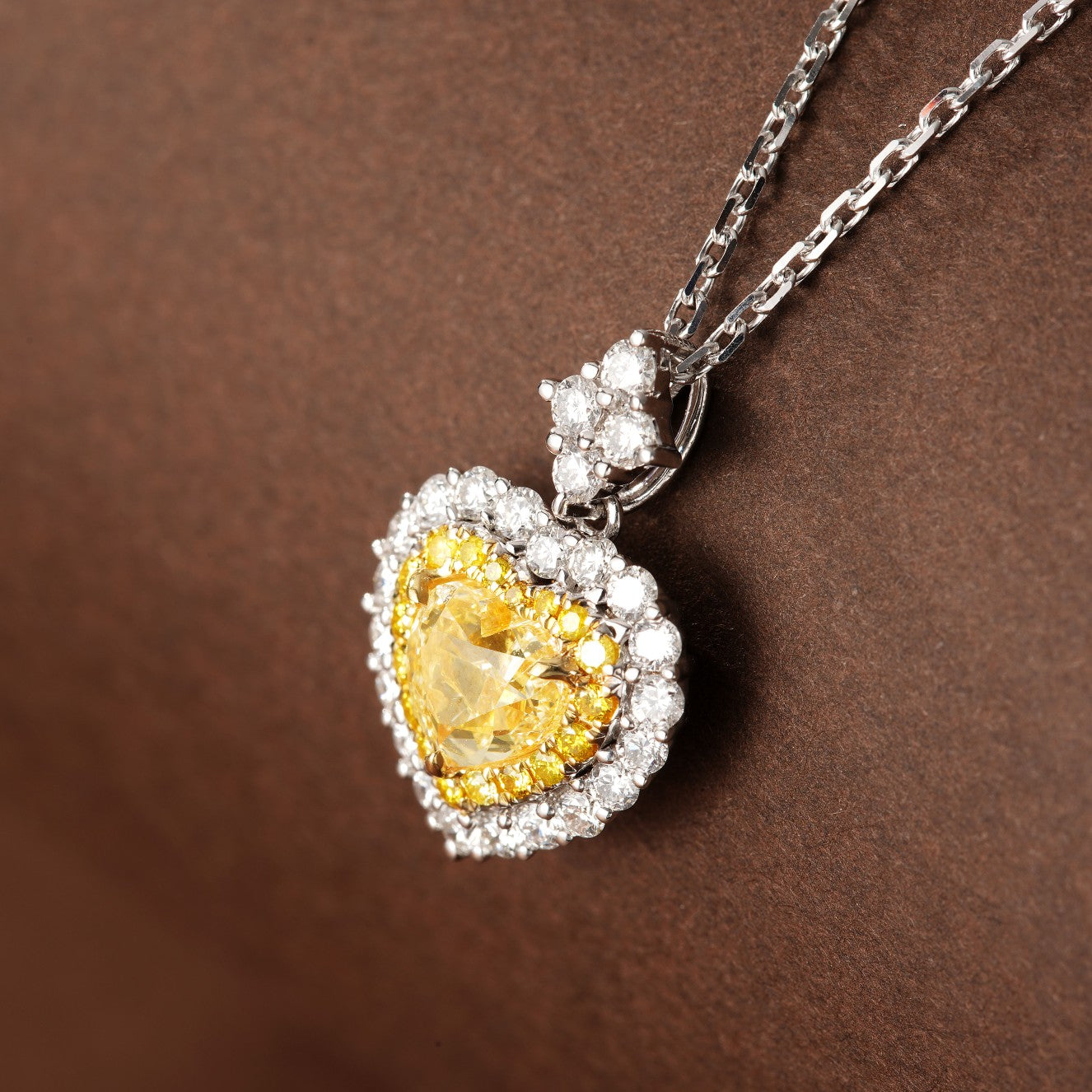 Heart-shaped Pendant with Clara Yellow Diamond - Luxurious Jewelry Piece - Yellow Diamond Pendant