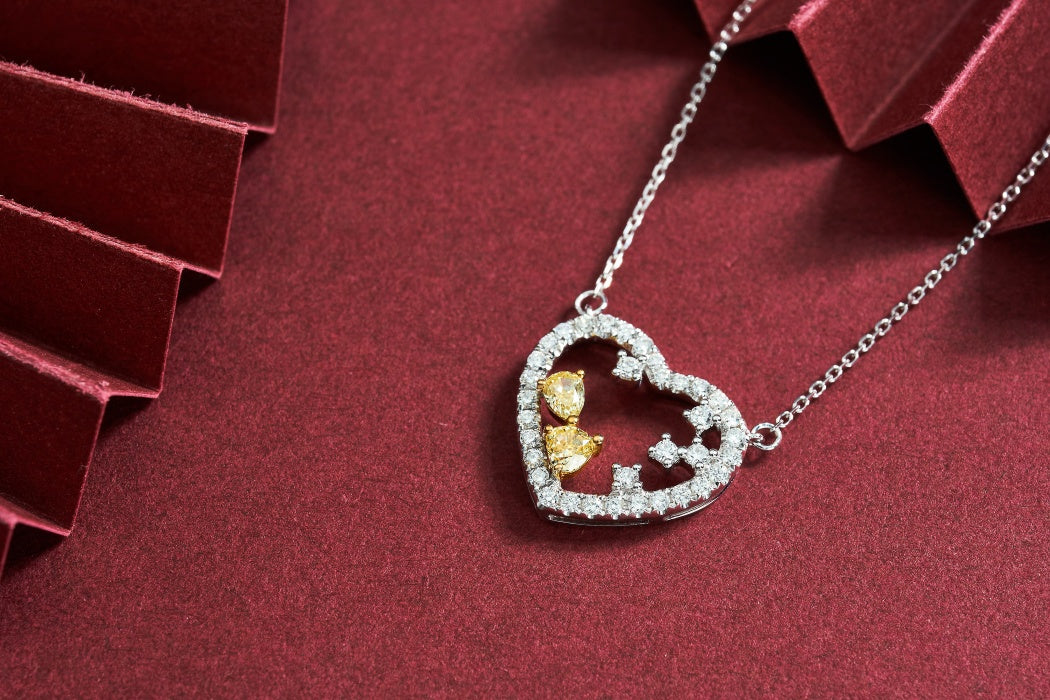 Heart-shaped Pendant with Diamond Accent: A Sparkling Jewelry Gem - Yellow Diamond Pendant