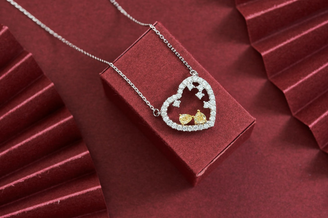 Heart-shaped Pendant with Diamond Accent: A Sparkling Jewelry Gem - Yellow Diamond Pendant