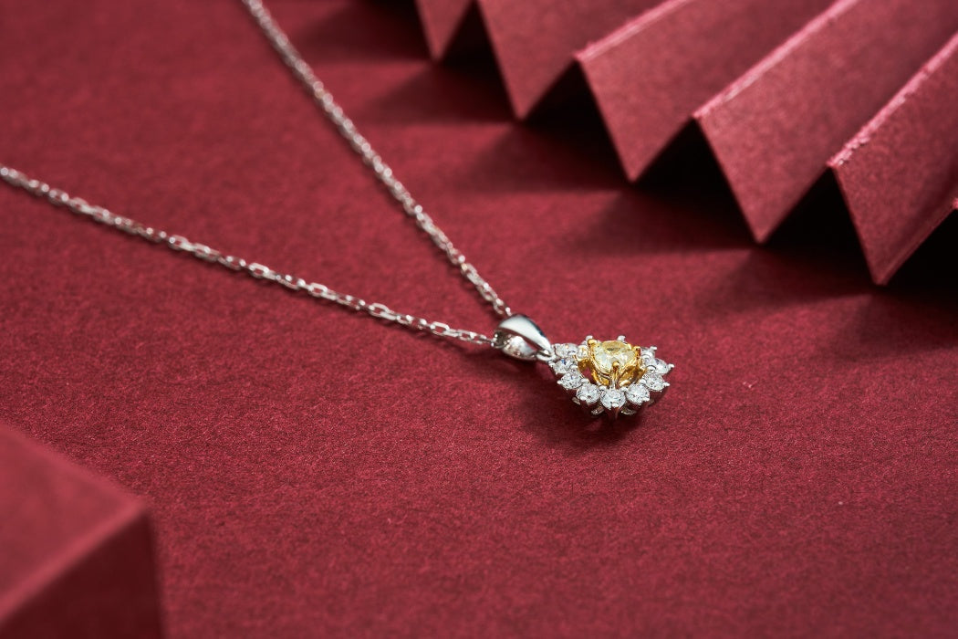 Heart-shaped Pendant with Diamond Accent: Luxurious Jewelry Piece - Yellow Diamond Pendant