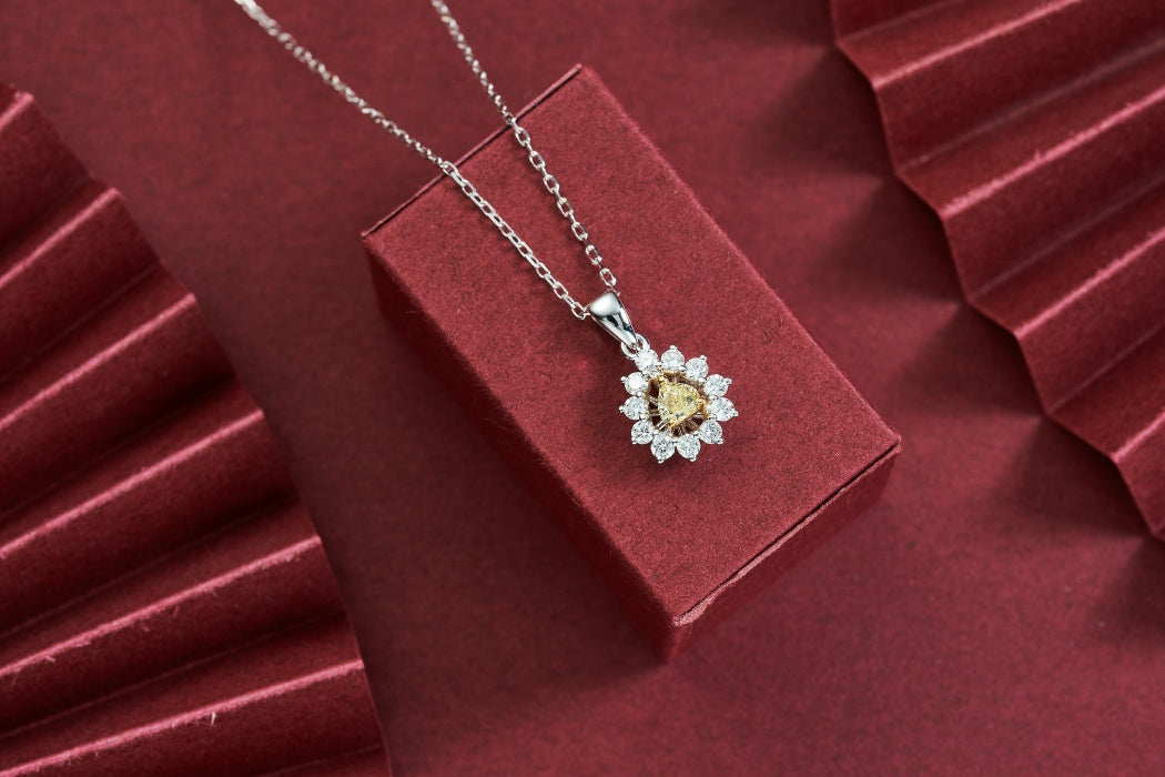 Heart-shaped Pendant with Diamond Accent: Luxurious Jewelry Piece - Yellow Diamond Pendant