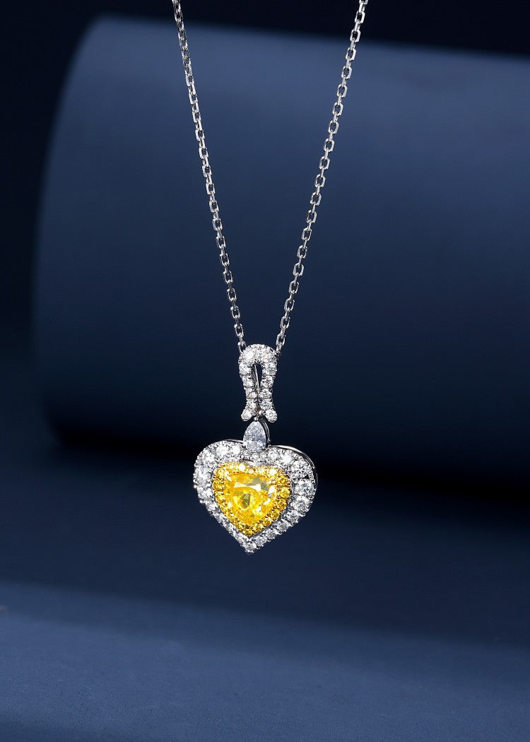 Heart-Shaped Pendant with Diamond and Teardrop Design - Luxury Jewelry - Yellow Diamond Pendant