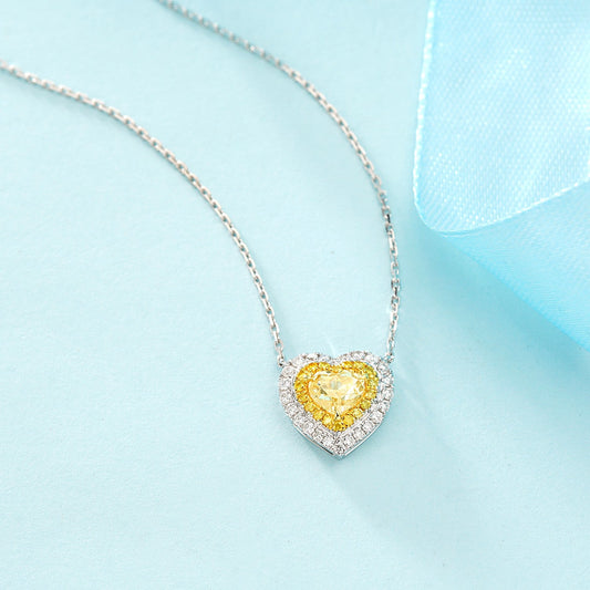 Heart-shaped Pendant with克拉Yellow Diamond - Premium Jewelry - Yellow Diamond Pendant