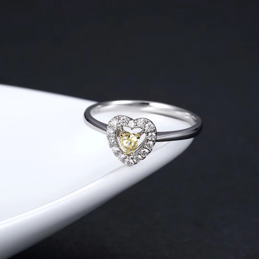 Heart-shaped Solitaire Ring - Premium Jewelry Choice - Yellow Diamond Ring