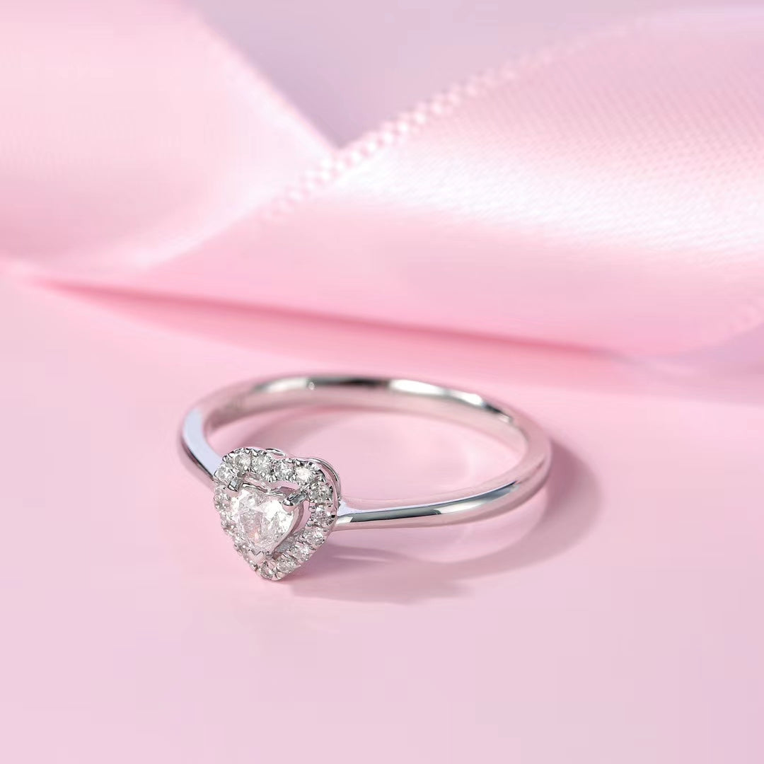 Heart-Shaped Solitaire Ring - Premium Jewelry Collection - White Diamond Ring