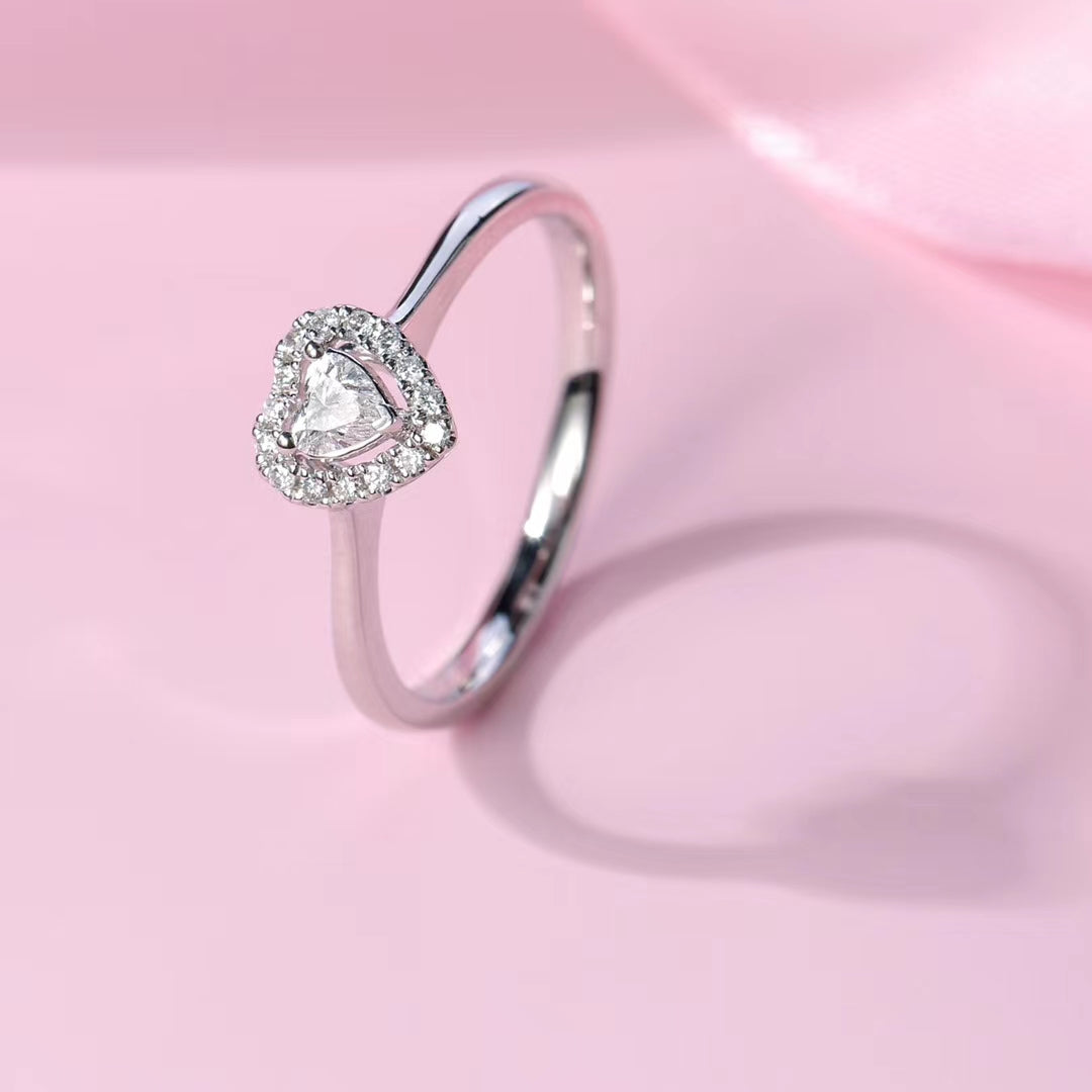 Heart-Shaped Solitaire Ring - Premium Jewelry Collection - White Diamond Ring