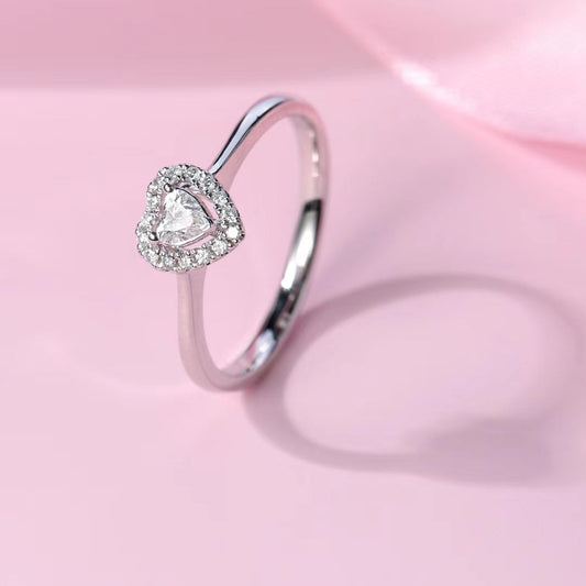 Heart-Shaped Solitaire Ring - Premium Jewelry Collection - White Diamond Ring