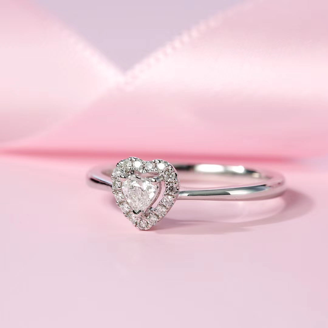 Heart-Shaped Solitaire Ring - Premium Jewelry Collection - White Diamond Ring