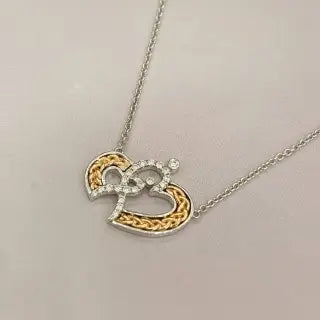 Chic and Elegant: The 18k Gold Diamond Two-Tone Heart Necklace