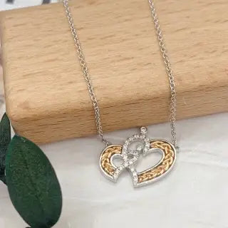 Chic and Elegant: The 18k Gold Diamond Two-Tone Heart Necklace