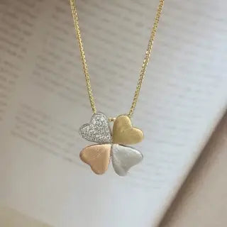 Elegant 18K Gold Diamond Four-Leaf Clover Pendant: A Blend of Minimalist Luxury and European Chic