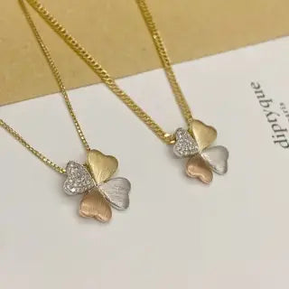 Elegant 18K Gold Diamond Four-Leaf Clover Pendant: A Blend of Minimalist Luxury and European Chic