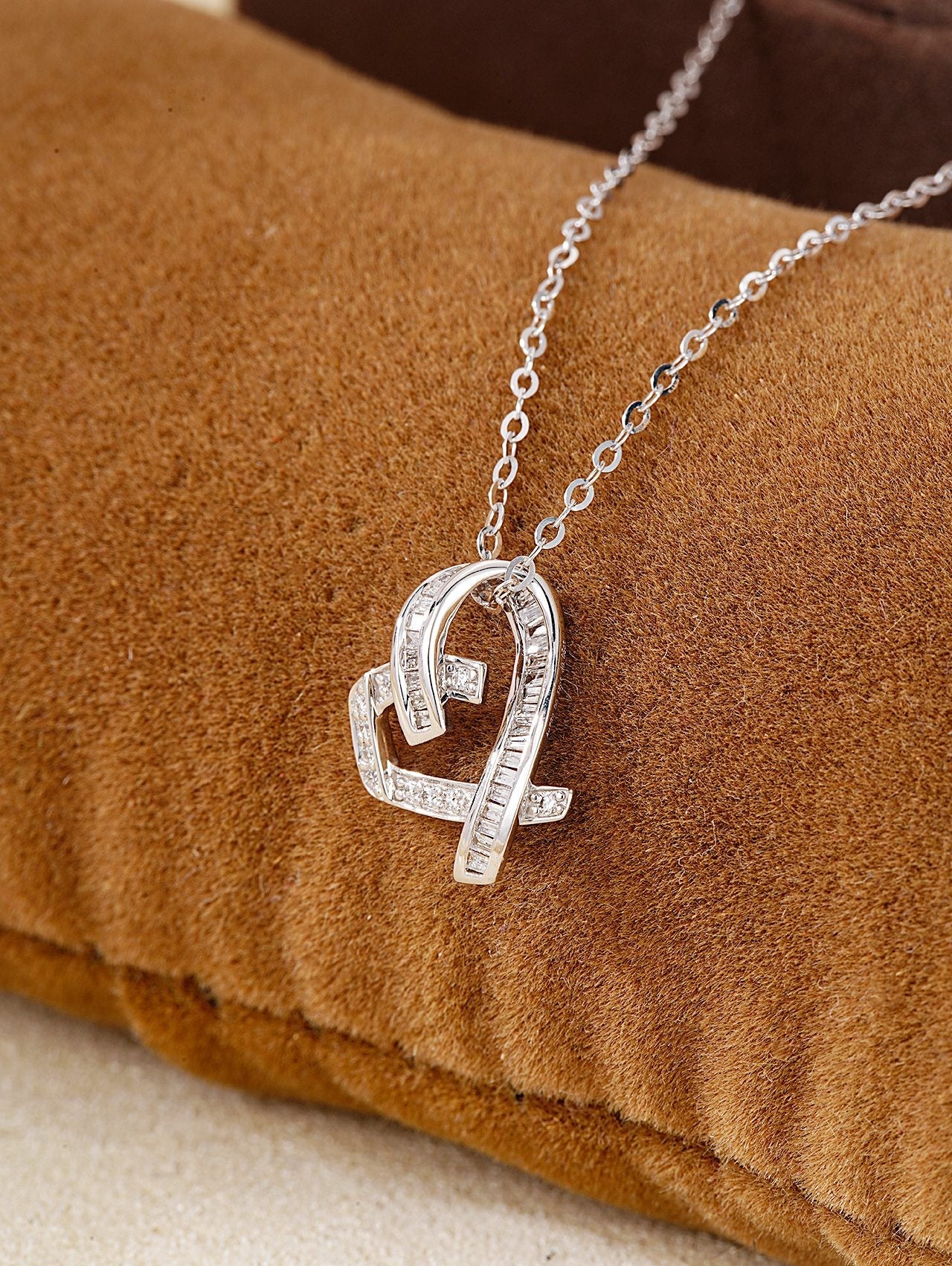 Intertwined Heart Pendant Jewelry - A Symbol of Love - White Diamond Pendant