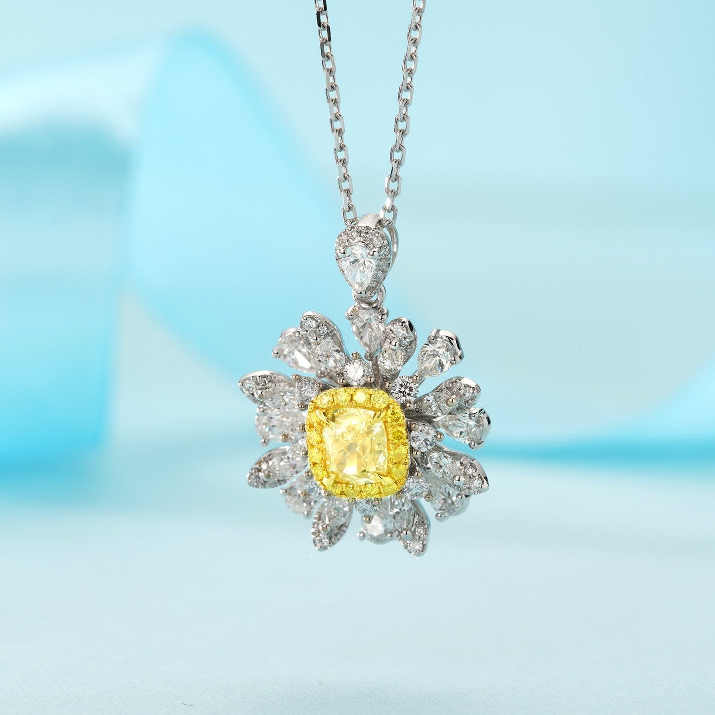 Jewelry Set: Cushion-Cut Yellow Diamond Pendant & Ring. Jewelry set: cushion - cut yellow diamond pendant & ring