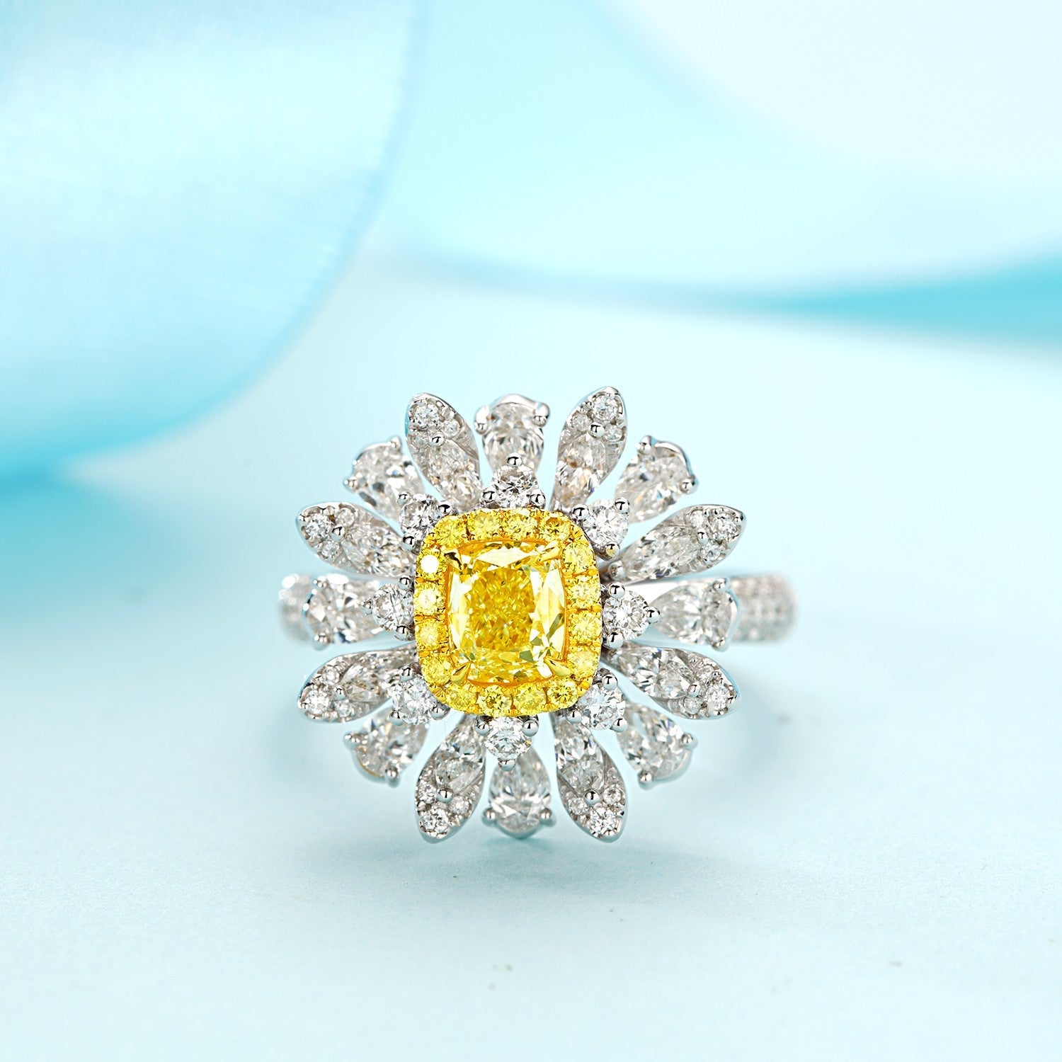 Jewelry Set: Cushion-Cut Yellow Diamond Pendant & Ring. Jewelry set: cushion - cut yellow diamond pendant & ring