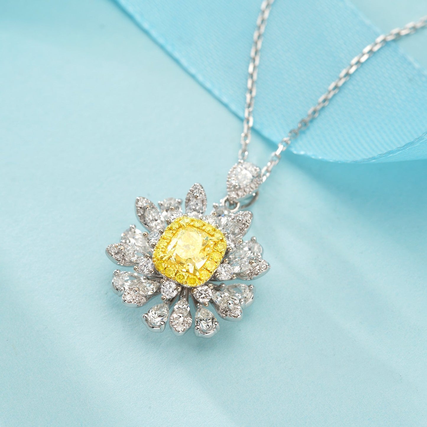 Jewelry Set: Cushion-Cut Yellow Diamond Pendant & Ring. Jewelry set: cushion - cut yellow diamond pendant & ring