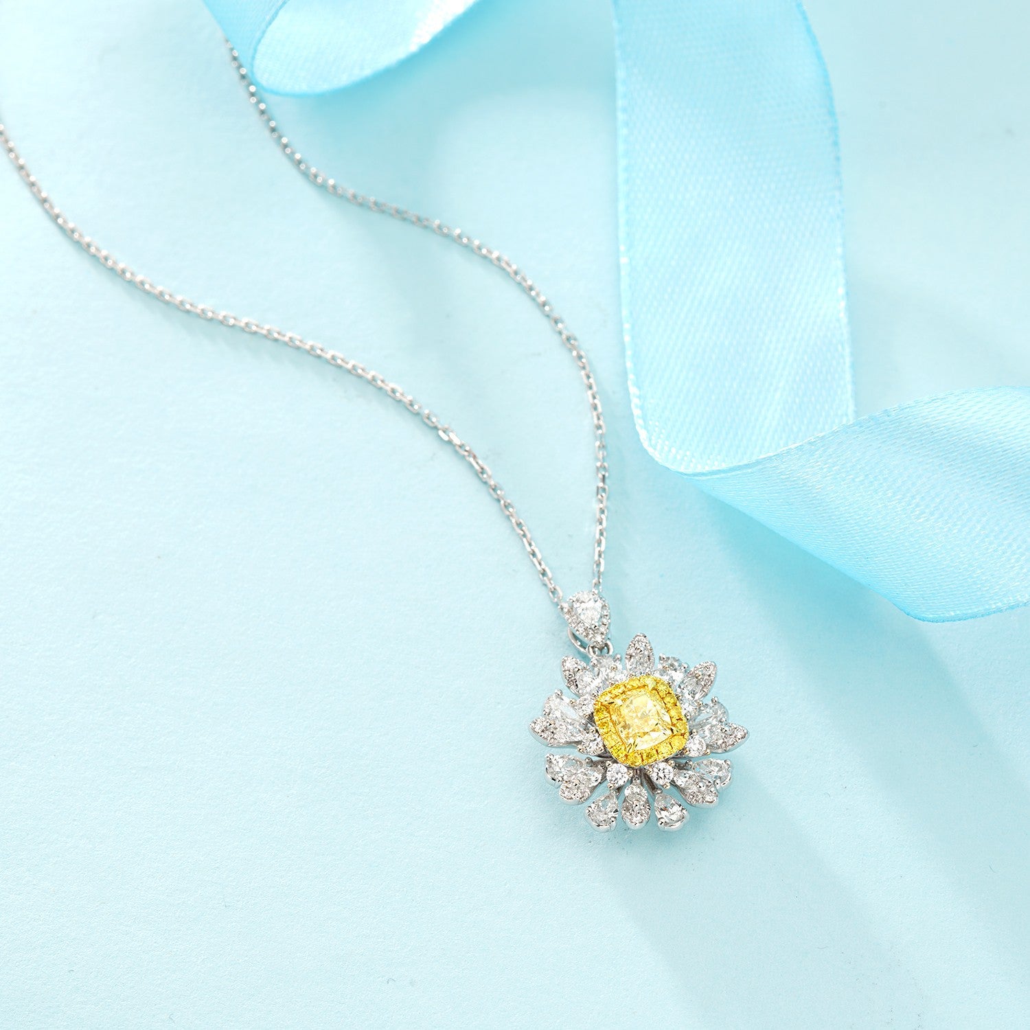 Jewelry Set: Cushion-Cut Yellow Diamond Pendant & Ring. Jewelry set: cushion - cut yellow diamond pendant & ring