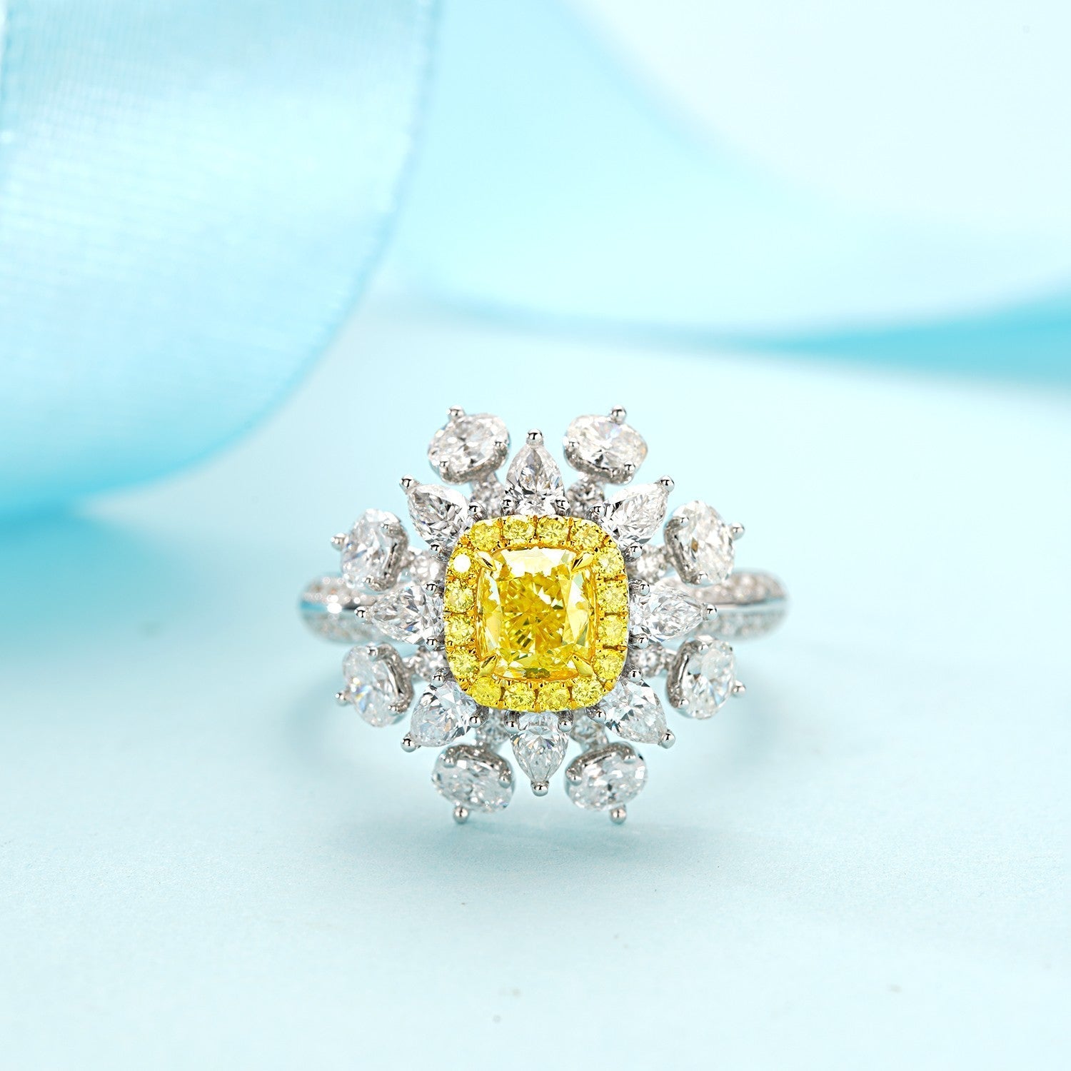 克拉黄钻枕形水滴椭圆套系Jewelry Set - Exquisite Cushion and Oval Cut - Yellow Diamond Set System