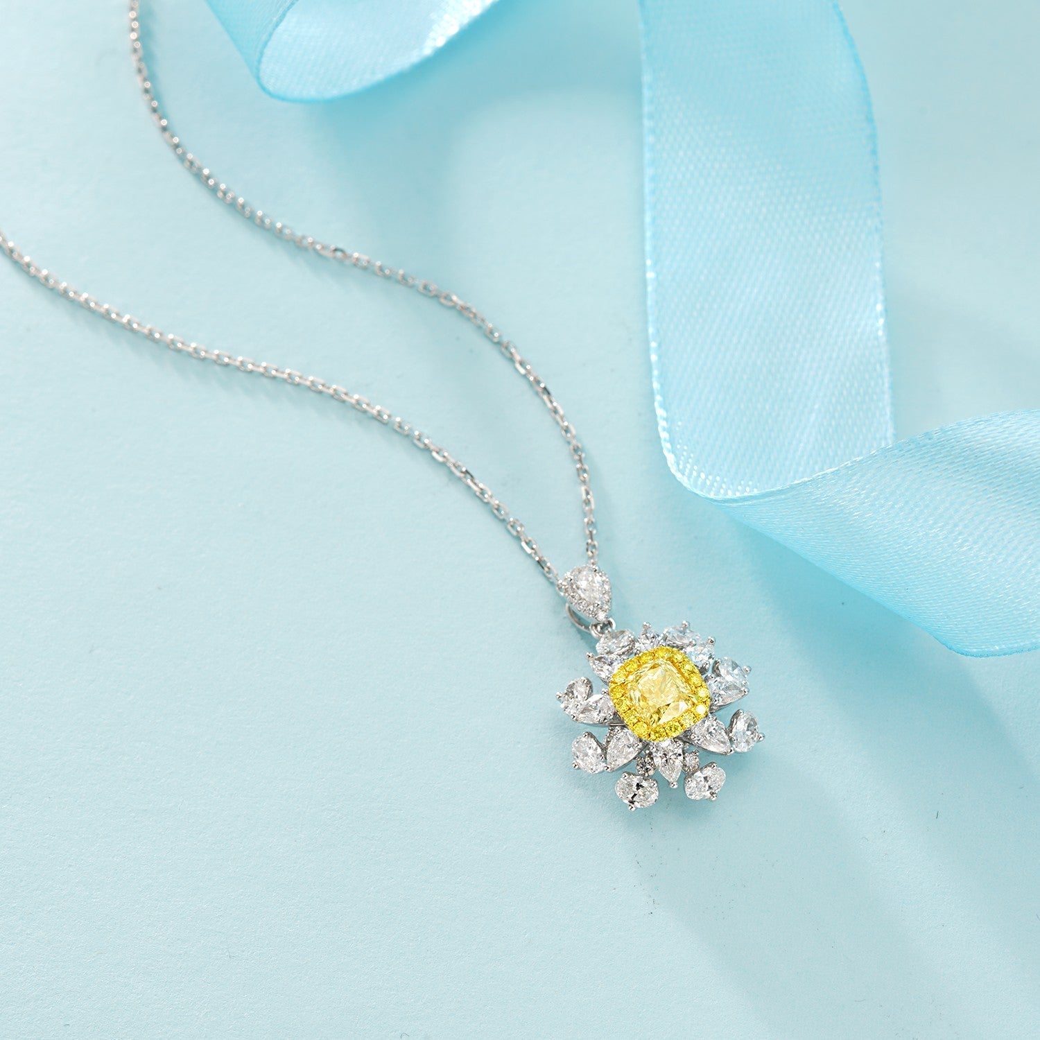 克拉黄钻枕形水滴椭圆套系Jewelry Set - Exquisite Cushion and Oval Cut - Yellow Diamond Set System