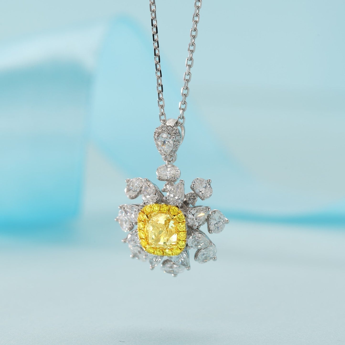 克拉黄钻枕形水滴椭圆套系Jewelry Set - Exquisite Cushion and Oval Cut - Yellow Diamond Set System