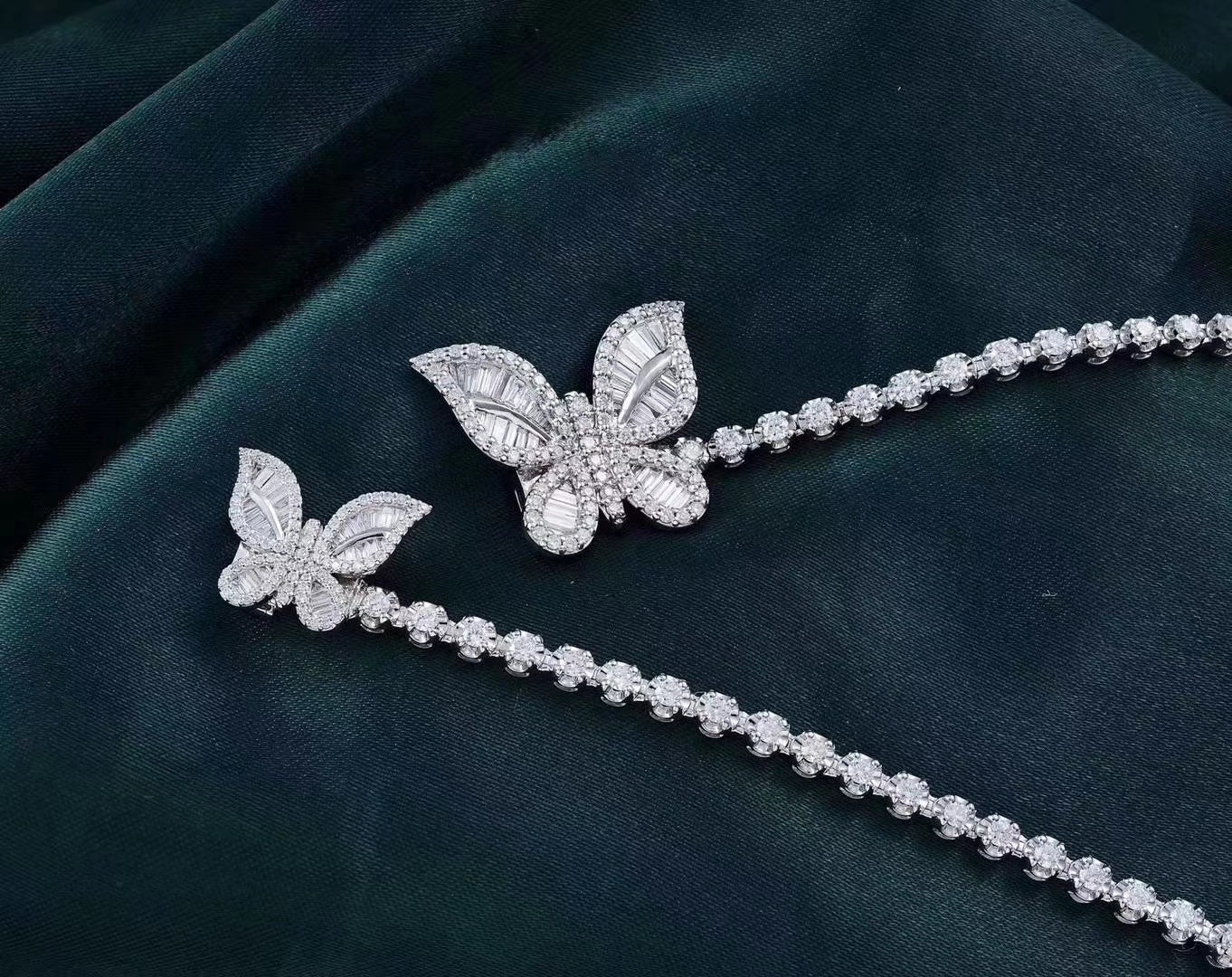 Large Single Butterfly Bracelet - Premium Jewelry Collection - White Diamond Bracelet