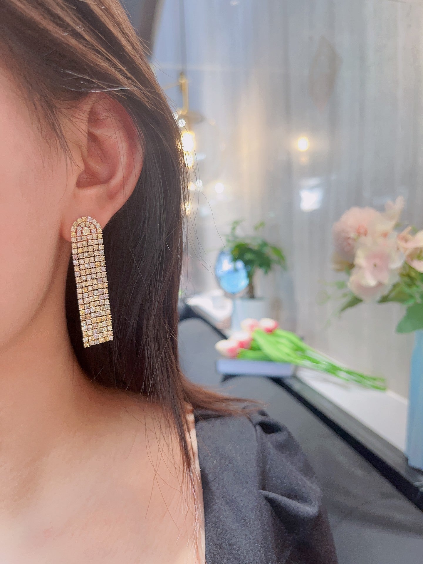 Long Tassel Earrings with Diamond Accent – Luxurious Jewelry Piece Jeweler.Jewelry